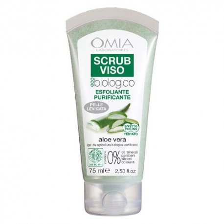 Omia - Scrub viso aloe vera 75 mlESFOLIANTE PURIFICANTE Effetto Peeling Cosmetico Testato Sotto Controllo Dermatologic