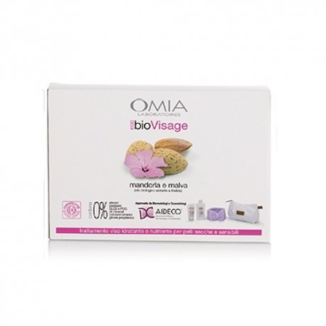 Omia - Cofanetto ecobio visage beauty routine mandorla e malva - crema viso 75 ml + detergente viso 200 ml + fascia per 