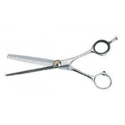 FORBICI DA BARBIERE ACCIAO INOX CAPELLI BARBA PARRUCCHIERE SFOLTIRE NEW professional 6mm con custodia in pelle