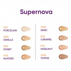 NEJHA Supernova – Fondotinta Glow – W08 ToffeeFondotinta Idratante Effetto Glow dal finish luminoso, texture leggera e 
