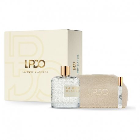 LPDO COFANETTO LA NUIT BLANCHE100ml, la favolosa pochette e la Travel Size in formato 10ml. SIMILARE BIANCO LATTE