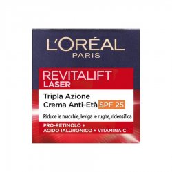 L\'OREAL REVITALIFT LASER TRIPLA AZIONE CREMA ANTI ETA\' GIORNO 50 ML riduce le macchie,leviga le rughe,ridensifica