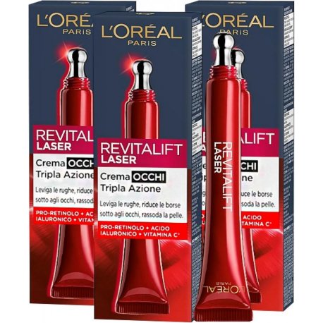 L’Oréal Paris Contorno Occhi Revitalift Laser 15ml Trattamento occhi anti-età ad azione anti-rughe efficace e visibile, 